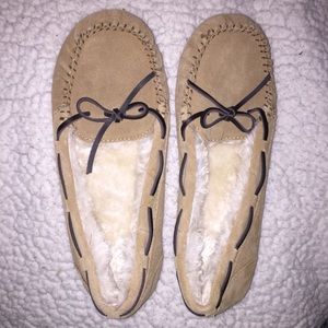 Tan Fur Moccasins